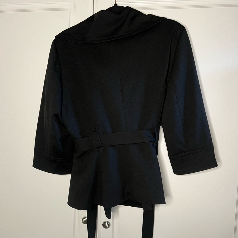 Sandro Tailored Jacket Black Belted Trench - Picture 10 of 11